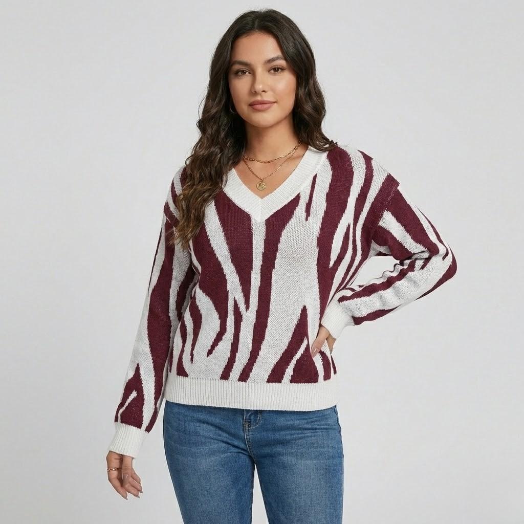 V-Neck Straight Cut Knitted Sweater