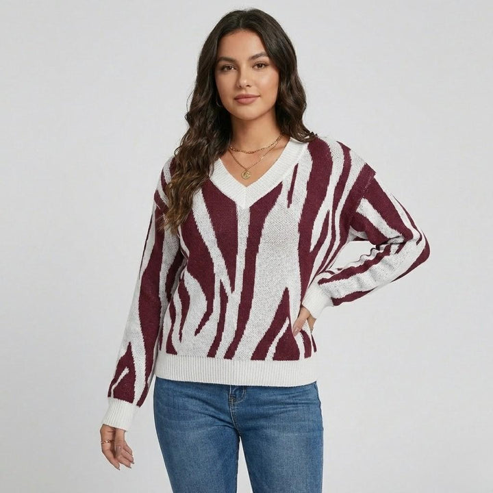 V-Neck Straight Cut Knitted Sweater