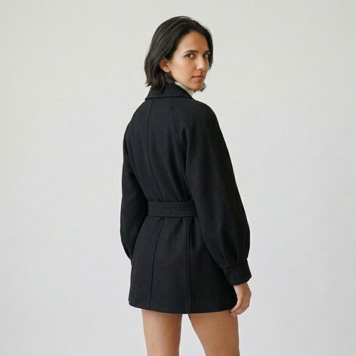 Adjustable-Belt Short Polyester Jacket