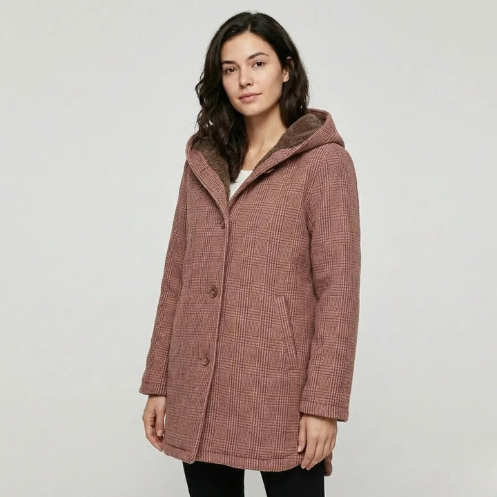 Cozy Hooded Wool Jacket with Relaxed Fit and Insulated Lining