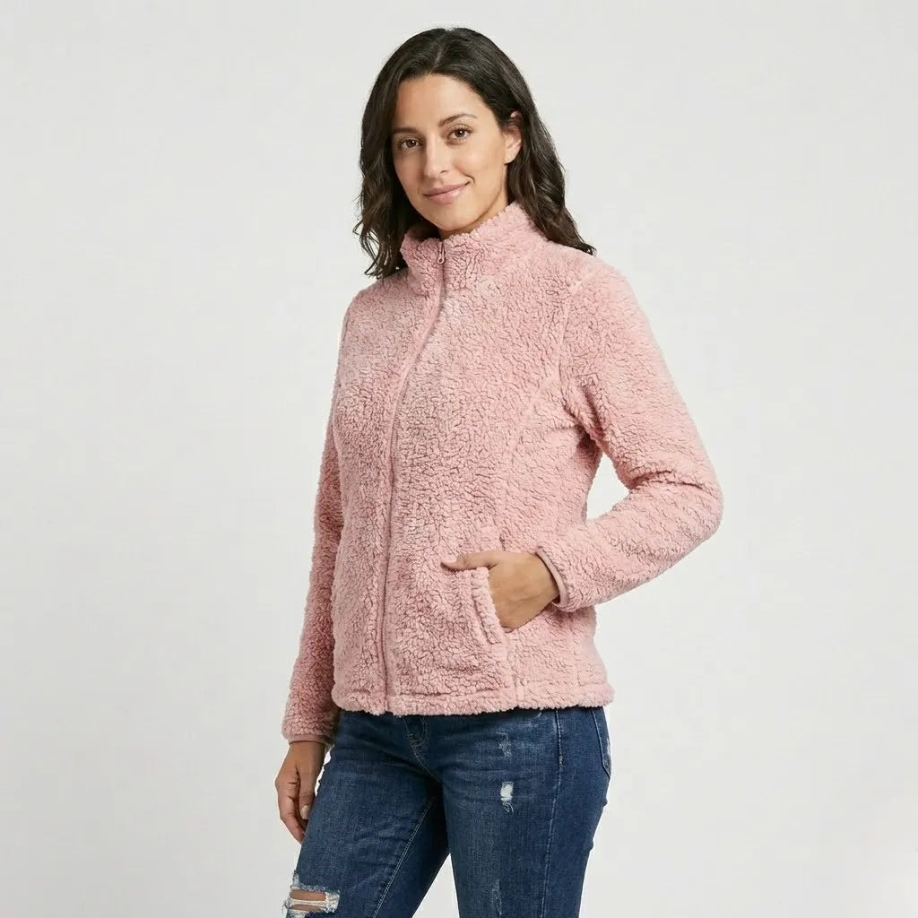 Urban-Style High Collar Fleece Jacket