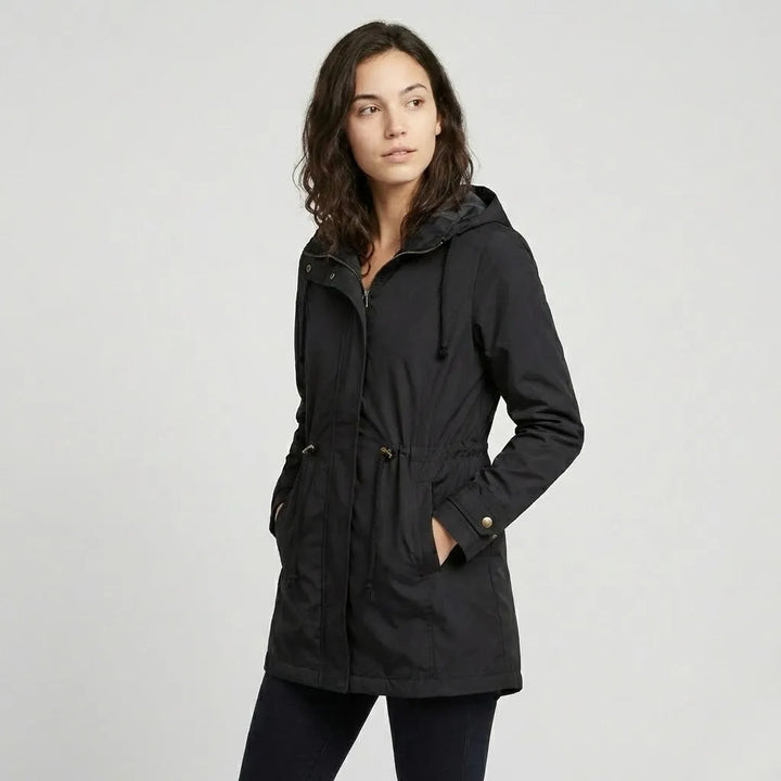 Fitted Hooded Long Parka in Technical Cotton