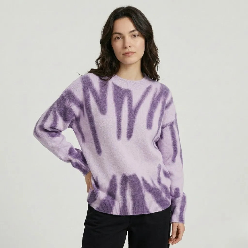 Organic Pattern Oversized Knit Sweater