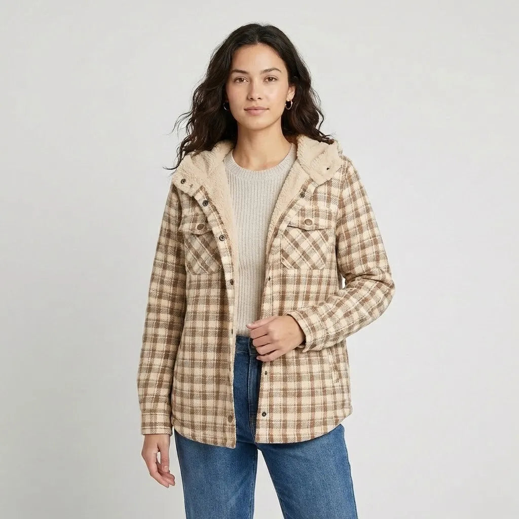Plaid Hooded Jacket with Cozy Lining