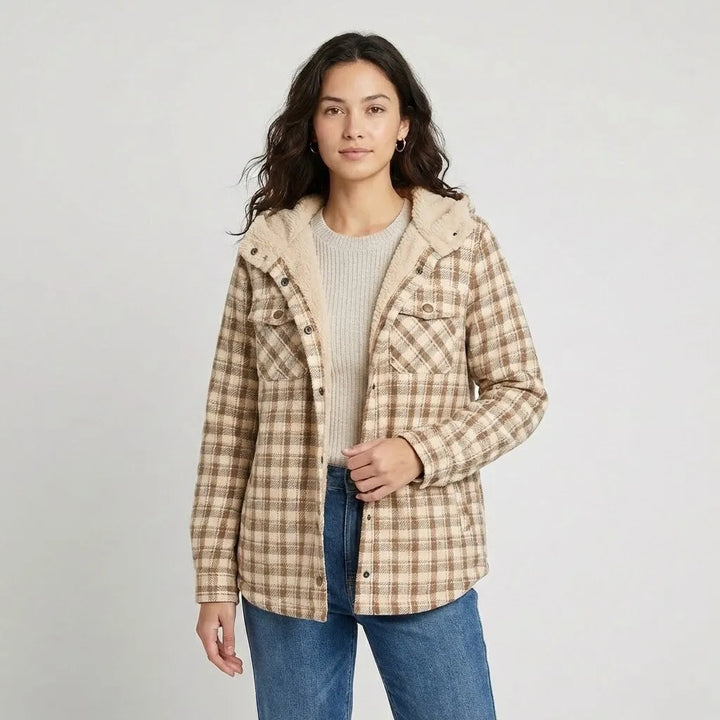 Plaid Hooded Jacket with Cozy Lining