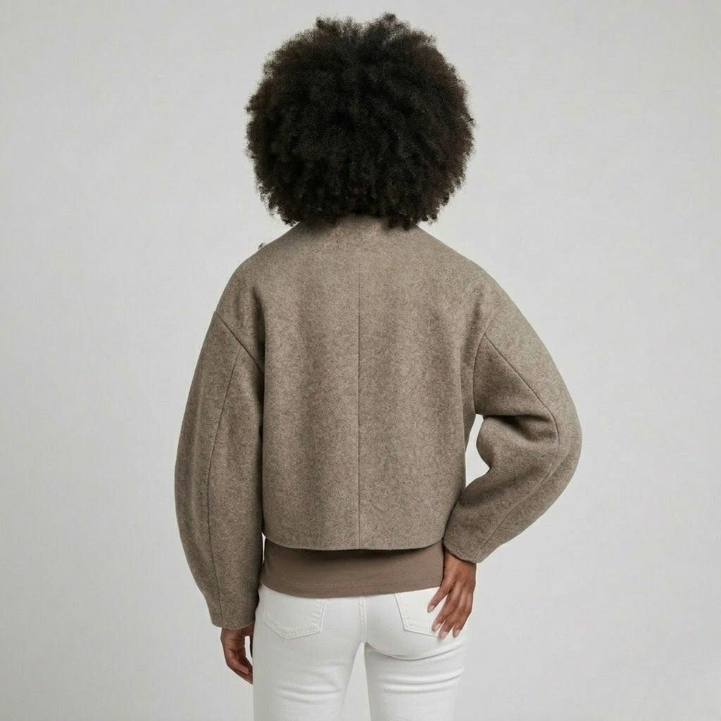Casual Short Jacket with Oversized Collar