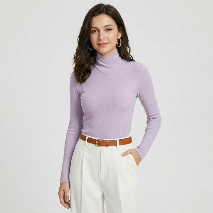 Fitted Structured Knitted Sweater in Viscose Blend