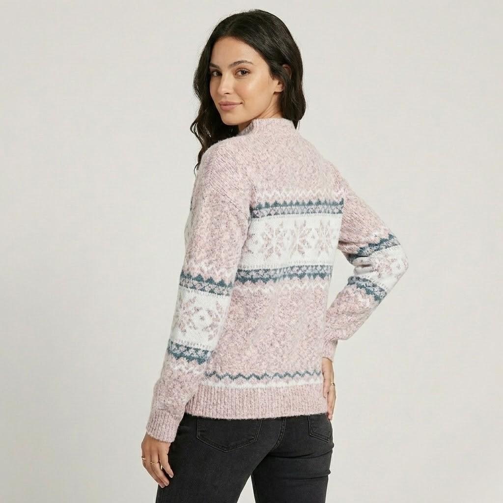 Nordic Pattern Wool Blend Knitted Sweater