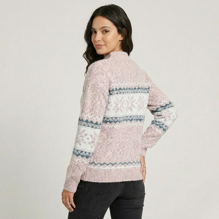 Nordic Pattern Wool Blend Knitted Sweater