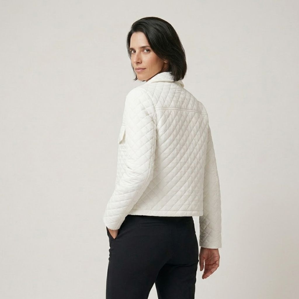 Urban Style Short Quilted Polyester Jacket with Front Pockets