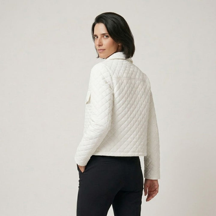 Urban Style Short Quilted Polyester Jacket with Front Pockets