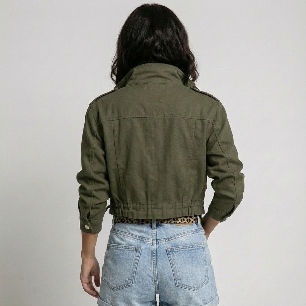 Versatile Cotton Blend Utility Jacket with Adjustable Features
