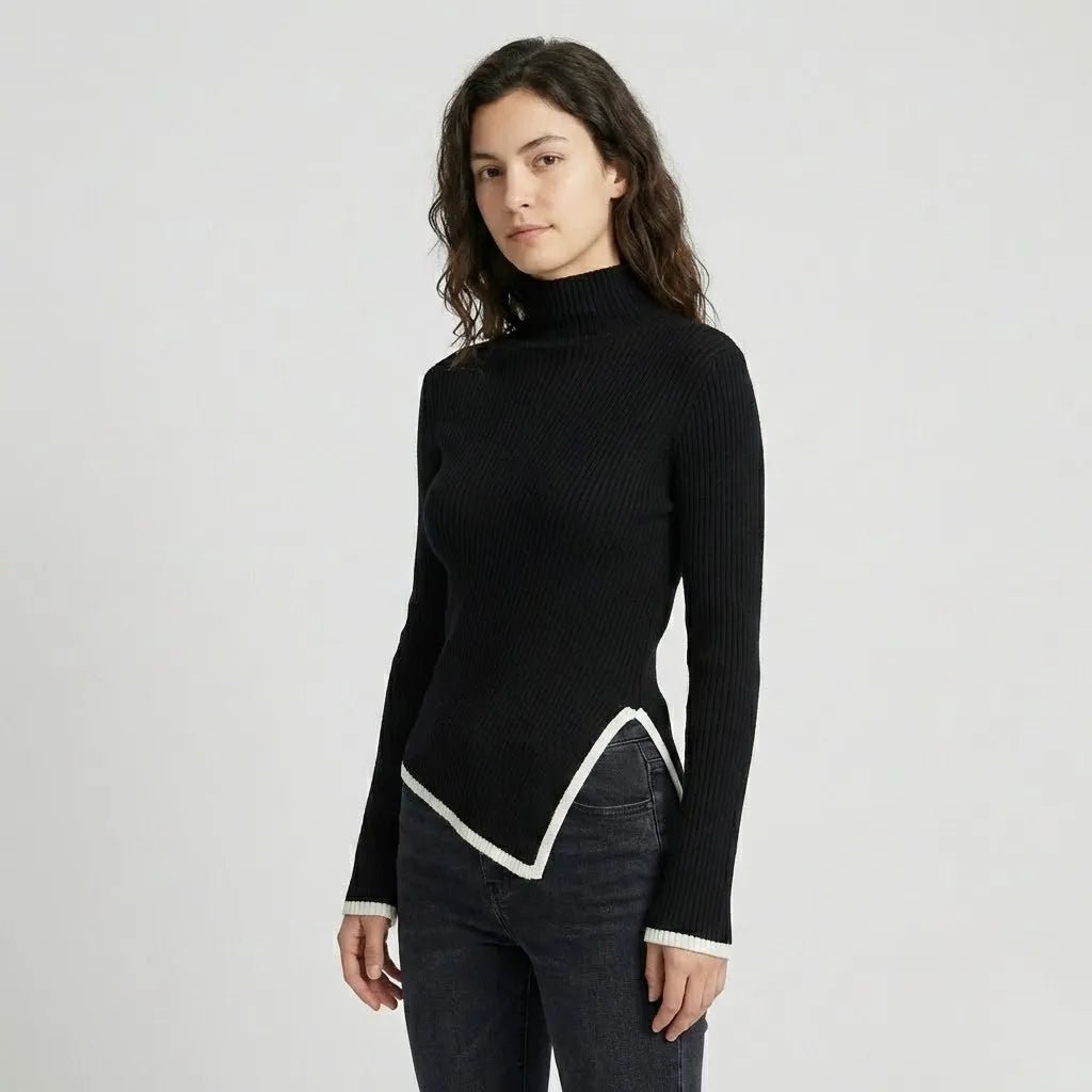 Fitted Ribbed Roll Neck Sweater