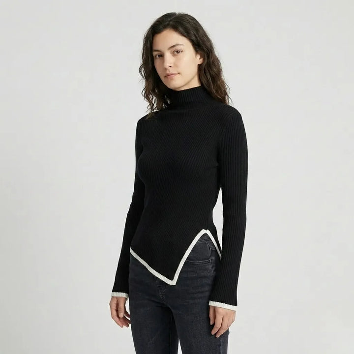 Fitted Ribbed Roll Neck Sweater