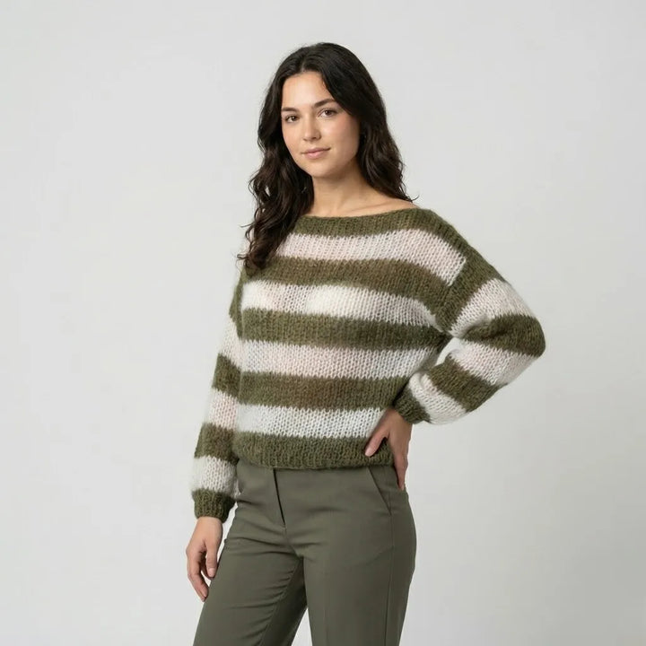 Cozy Relaxed-Fit Wool Sweater with a Wide Neckline