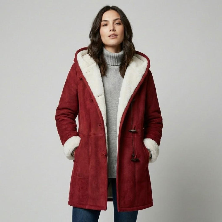 Suede-Look Jacket with Fur Lining and Straight Cut