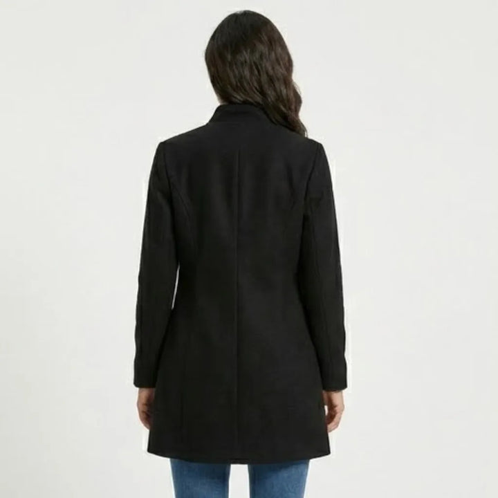 Modern Straight-Cut Structured Wool Blend Coat