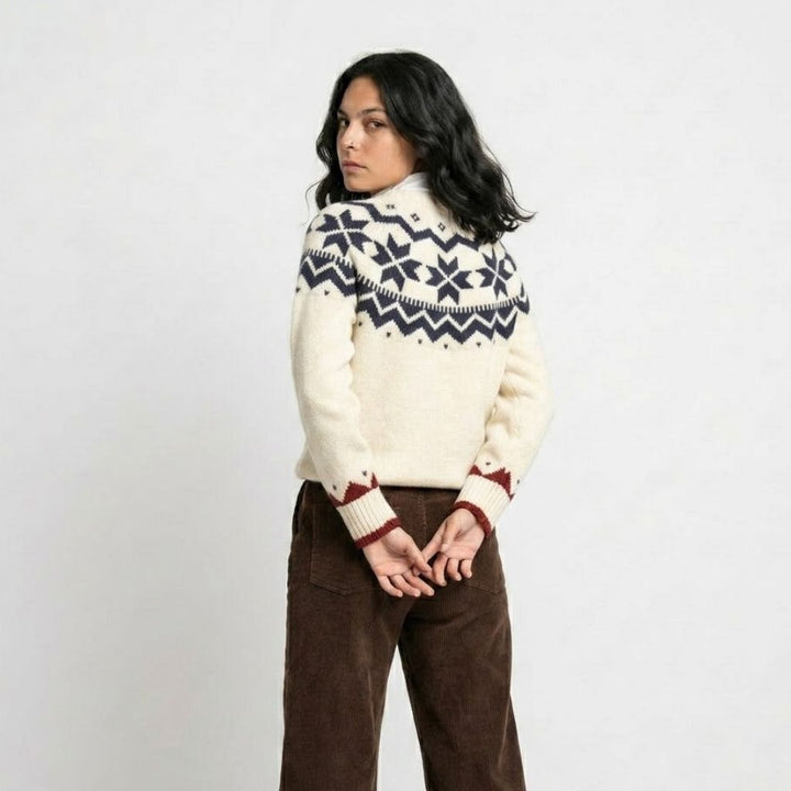 Cozy Nordic Pattern Knitted Sweater in Acrylic-Polyester Blend