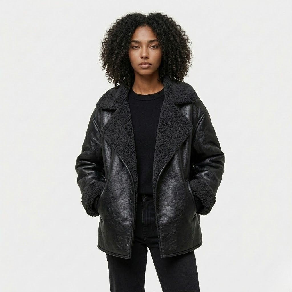 Tailored Aviator Jacket with Oversized Collar