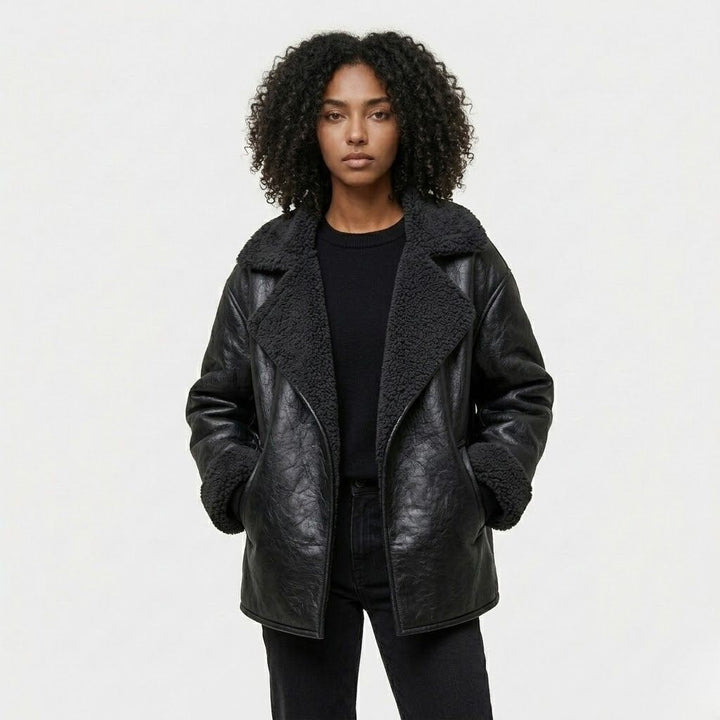 Tailored Aviator Jacket with Oversized Collar