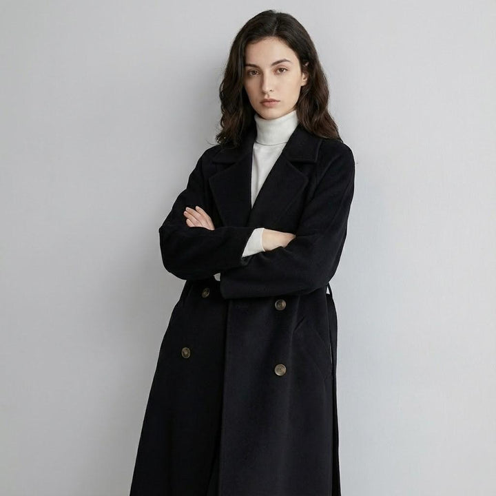 Relaxed Fit Long Wool Blend Structured Coat
