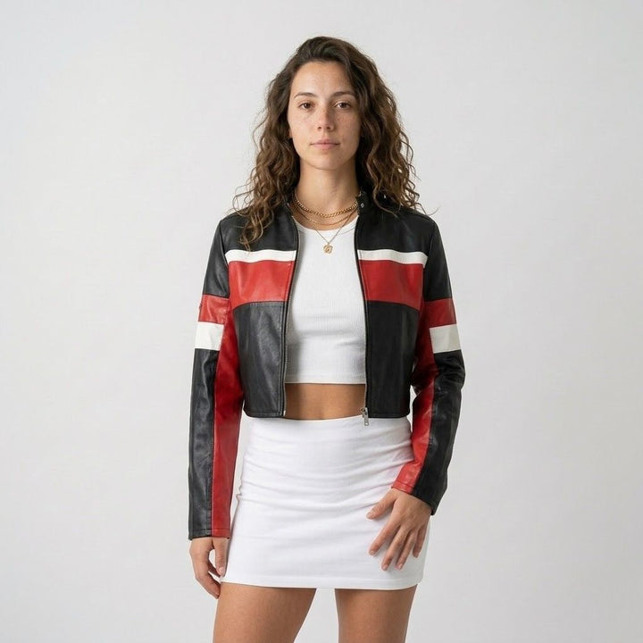 Short Jacket with Front Closure and Contrasting Accents