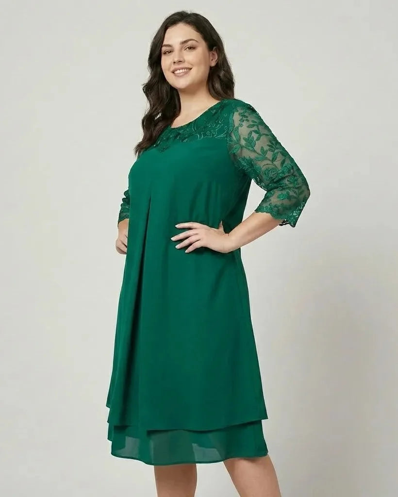 Ľubomila | Chic Midi Dress Featuring Embellished Sleeves