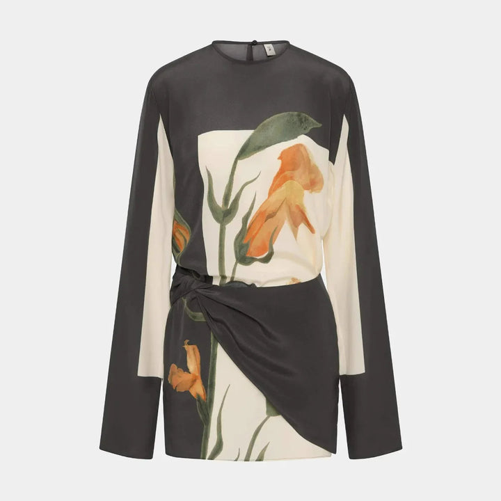 Constance Mini Dress with Flowers and Twist Design