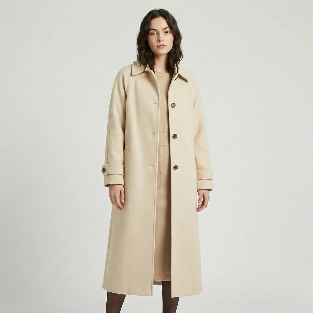 Timeless Straight-Cut Long Wool Blend Coat