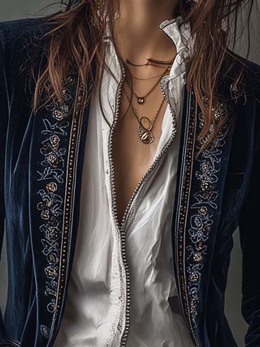 Gabrielle | Embroidered Long Robe with Elegant Detailing