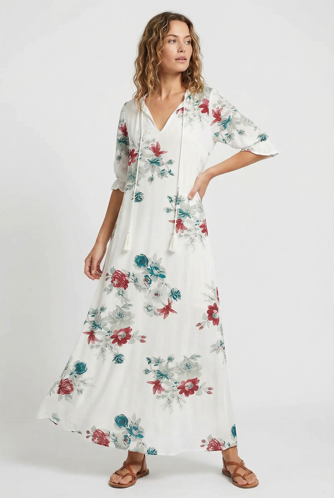 Denisa | V-Neck Floral Maxi Dress