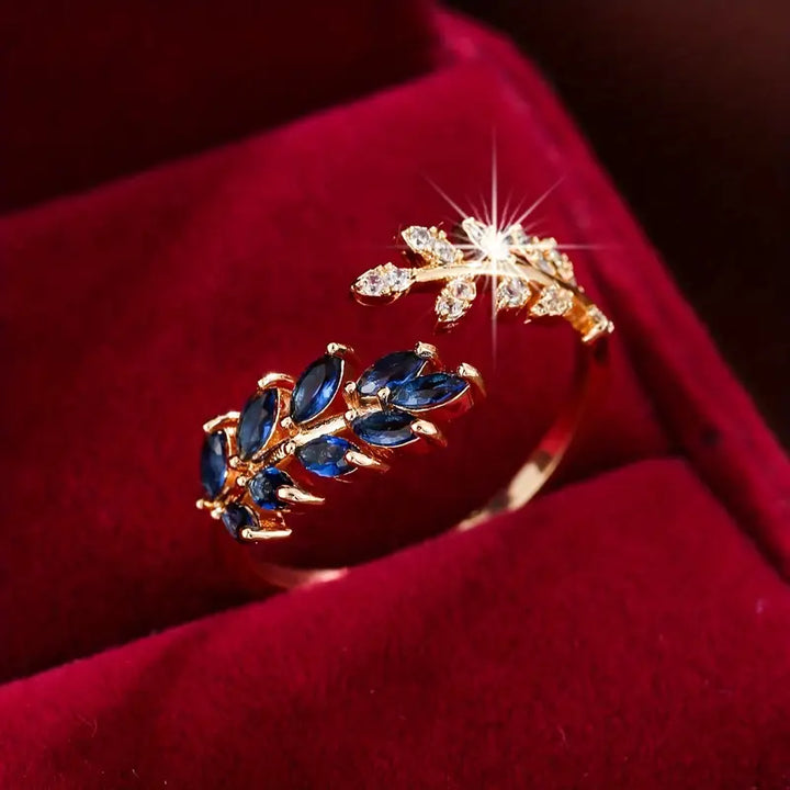 Aurelie – Rose Gold Ring with Blue Stone in the Centre
