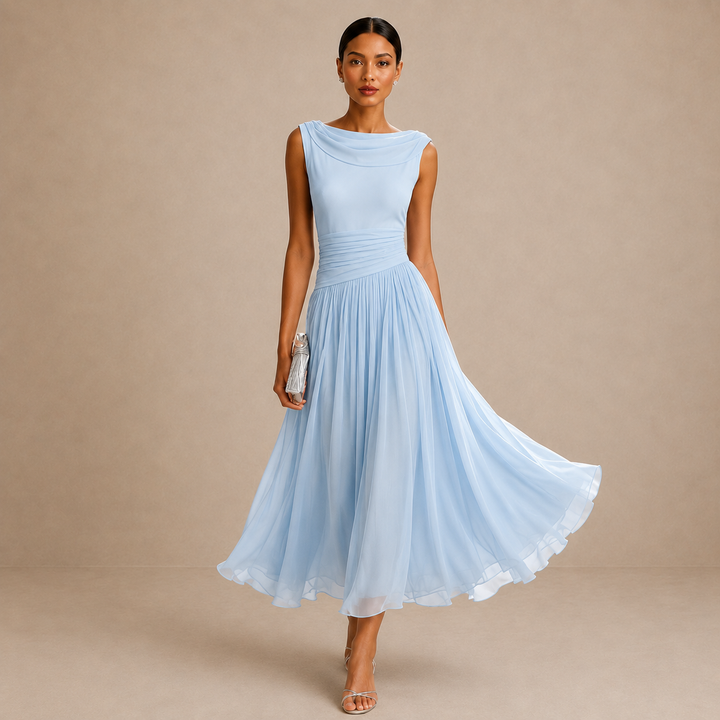 Amanda | Midi Dress with Pleated Design