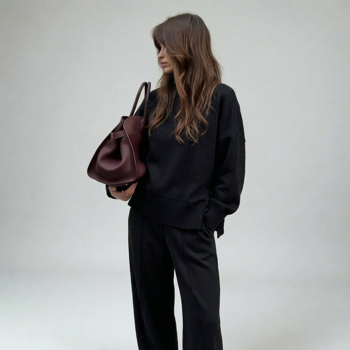 Relaxed Fit Tracksuit Set with Sweatshirt and Straight-Leg Pants