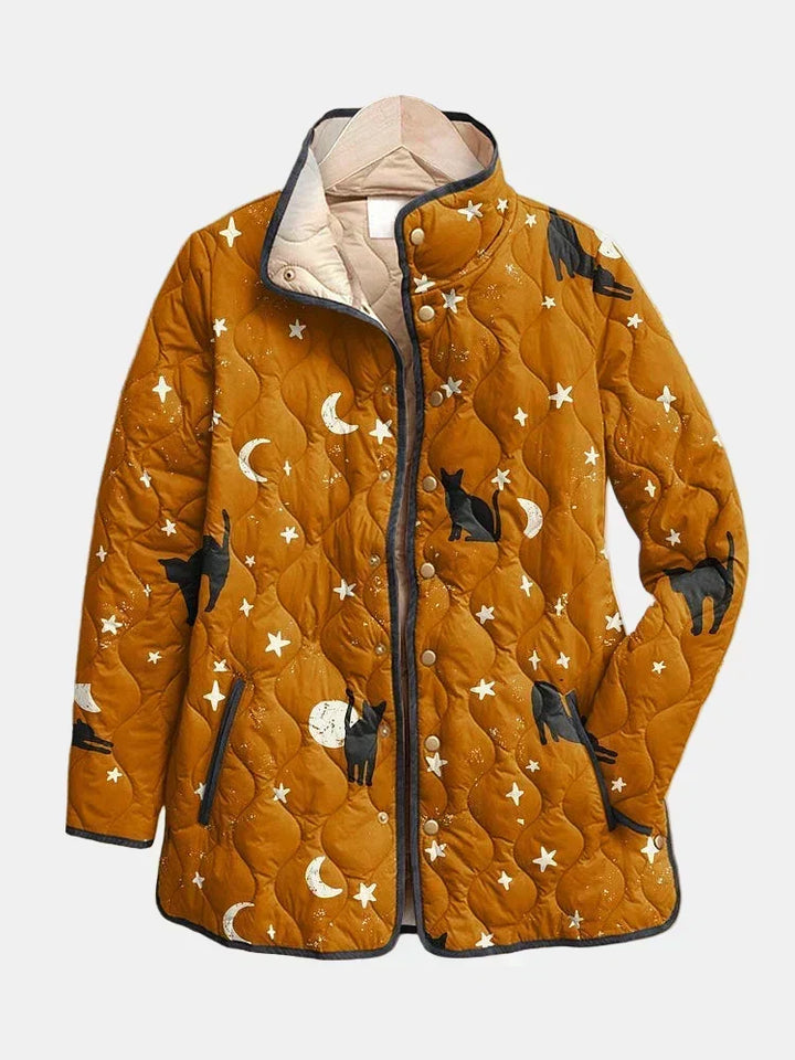Nicole Padded Coat with Cats and Stars
