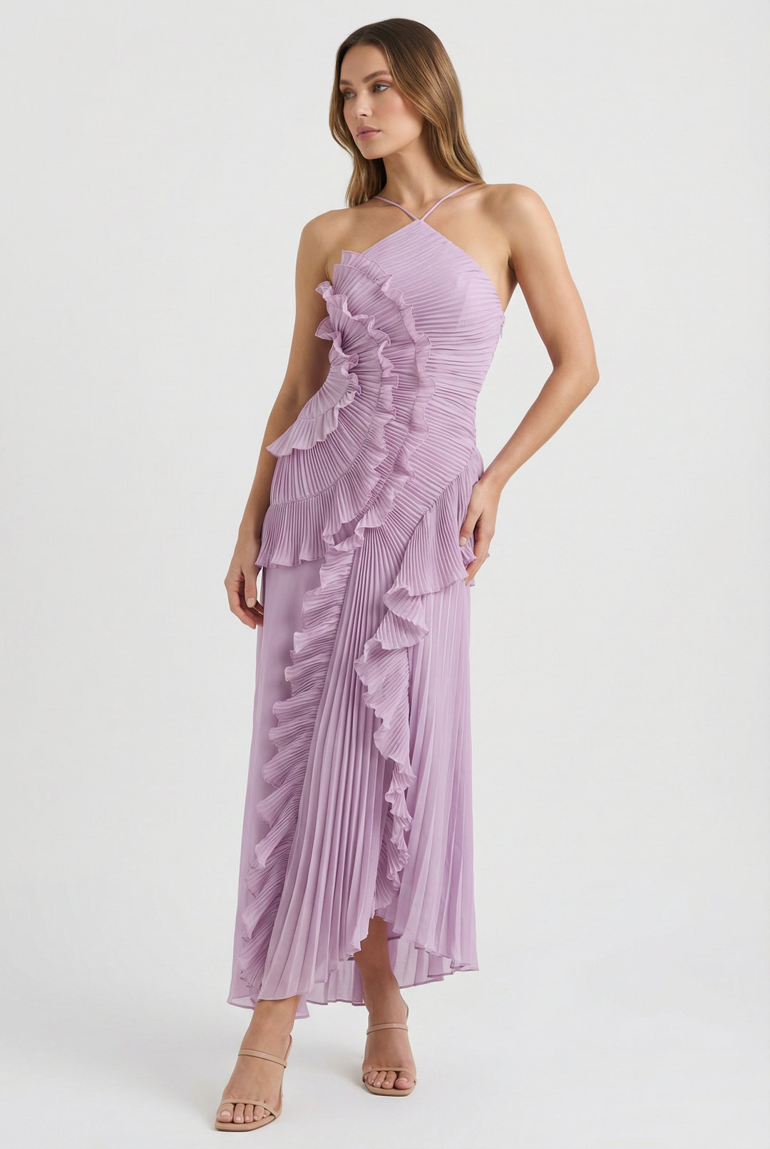 Bibiána | Asymmetrical Pleated Maxi Gown