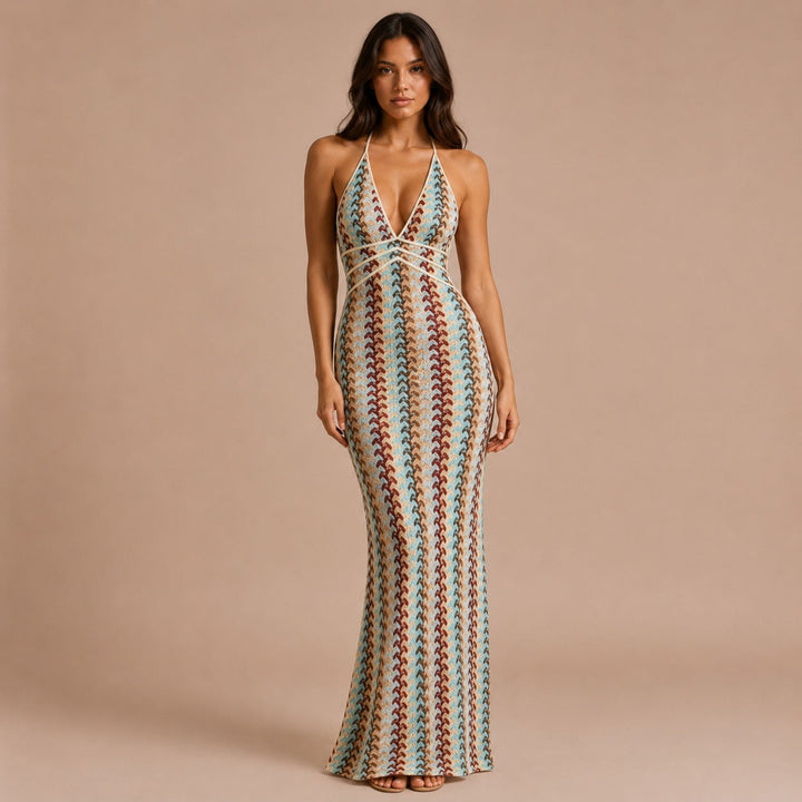 Knitted Maxi Dress with Straps