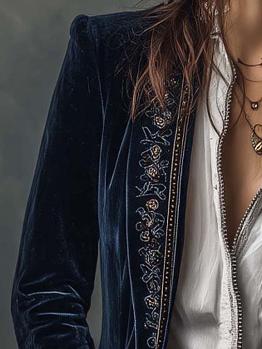 Gabrielle | Embroidered Long Robe with Elegant Detailing