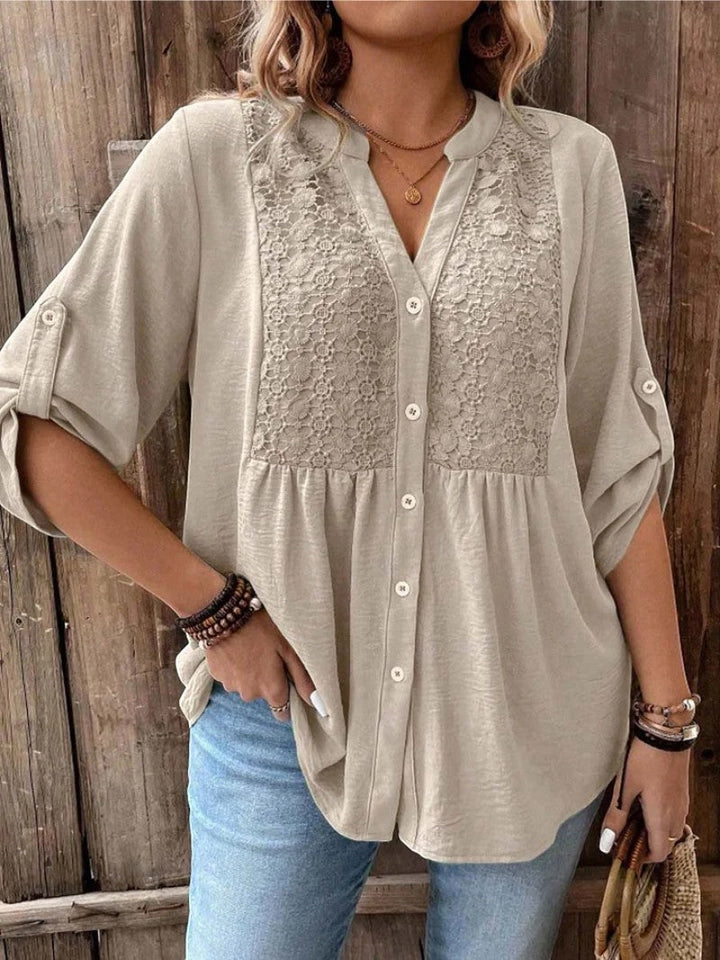 Ariadne – Blouse with V Neckline and Buttons