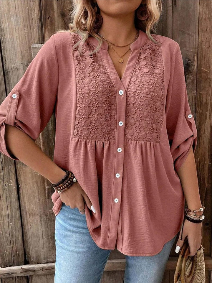 Ariadne – Blouse with V Neckline and Buttons