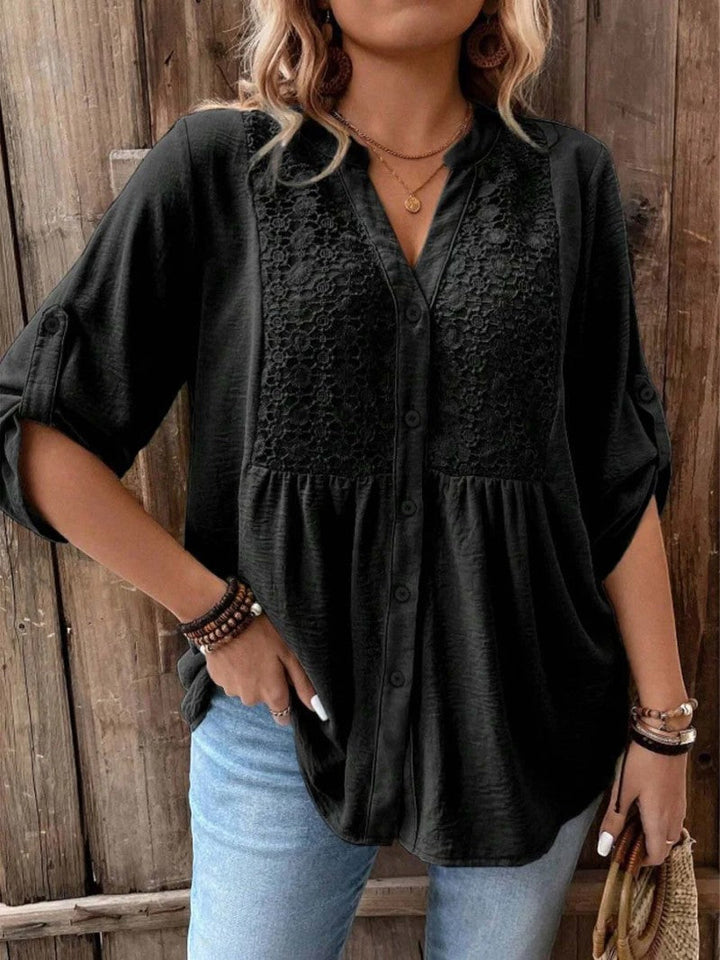 Ariadne – Blouse with V Neckline and Buttons