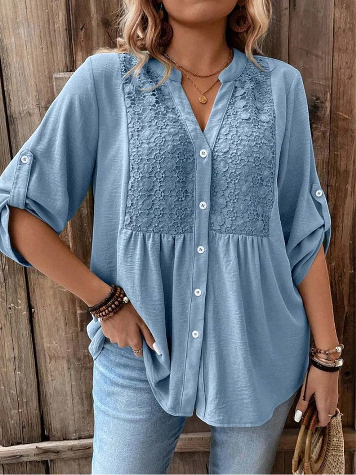 Ariadne – Blouse with V Neckline and Buttons