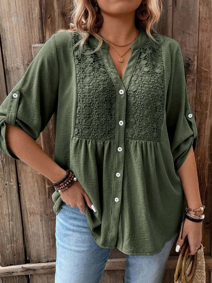 Ariadne – Blouse with V Neckline and Buttons