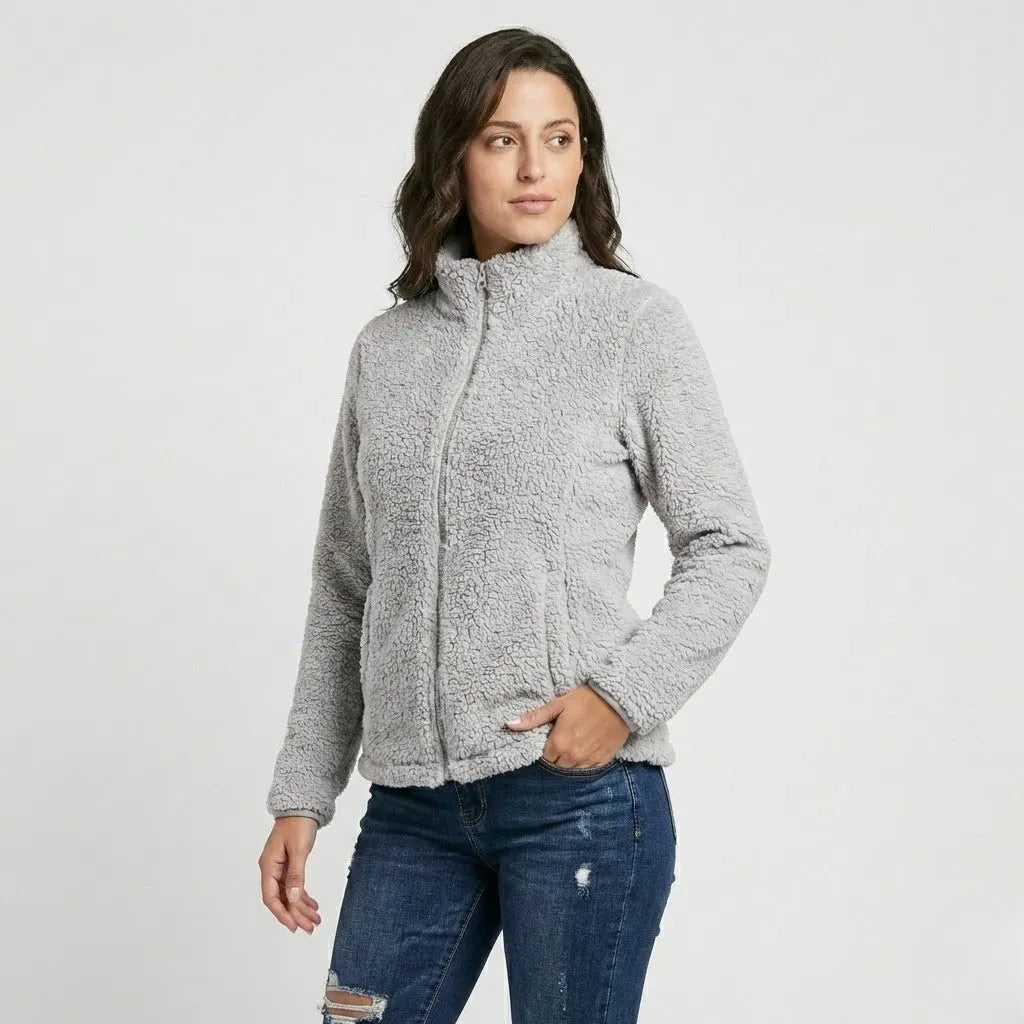 Urban-Style High Collar Fleece Jacket