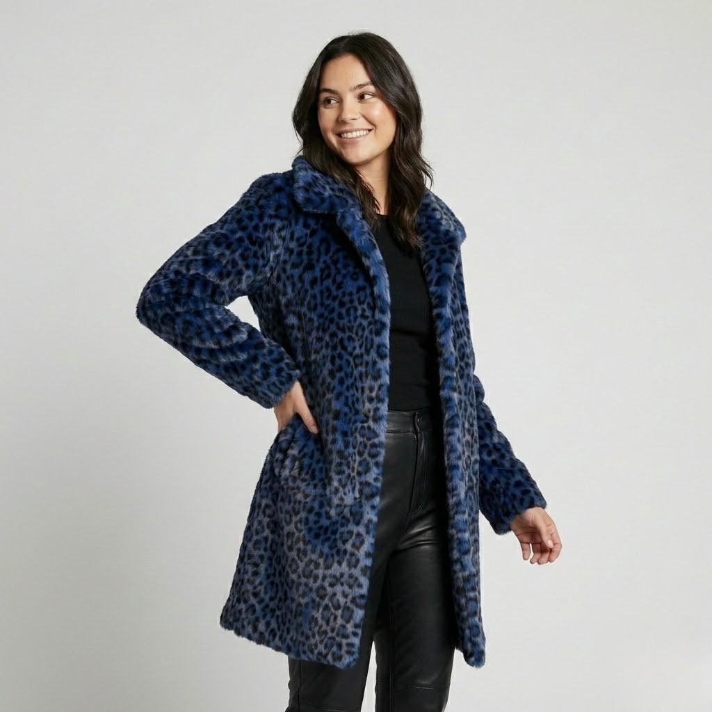 Straight-Cut Long Synthetic Fur Coat