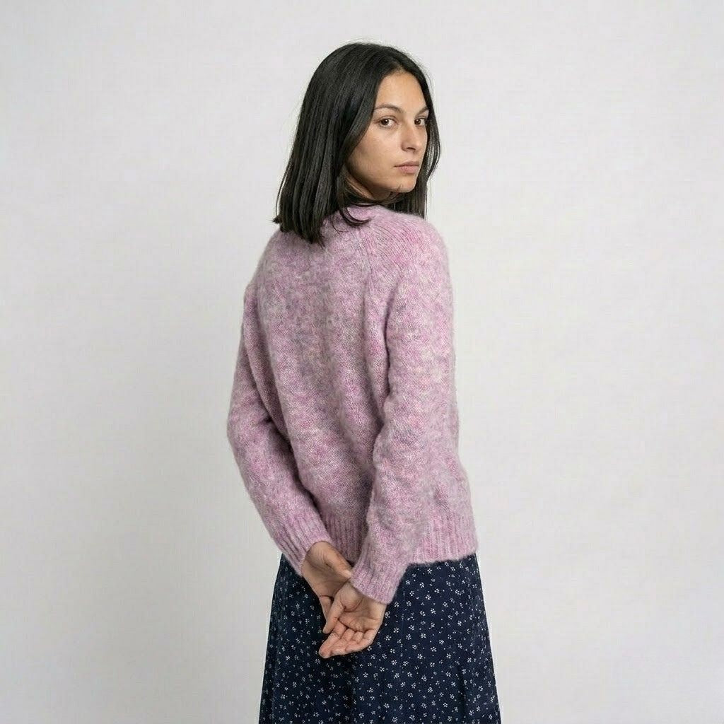 Floral Pattern Knitted Acrylic Sweater for Everyday Style