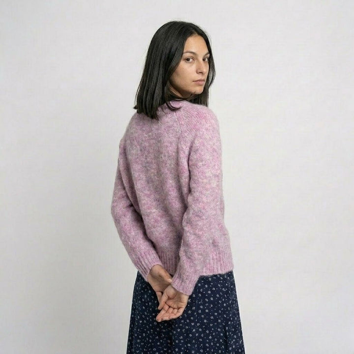 Floral Pattern Knitted Acrylic Sweater for Everyday Style
