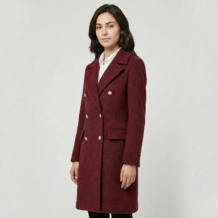 Straight-Cut Long Coat Crafted from a Wool Blend