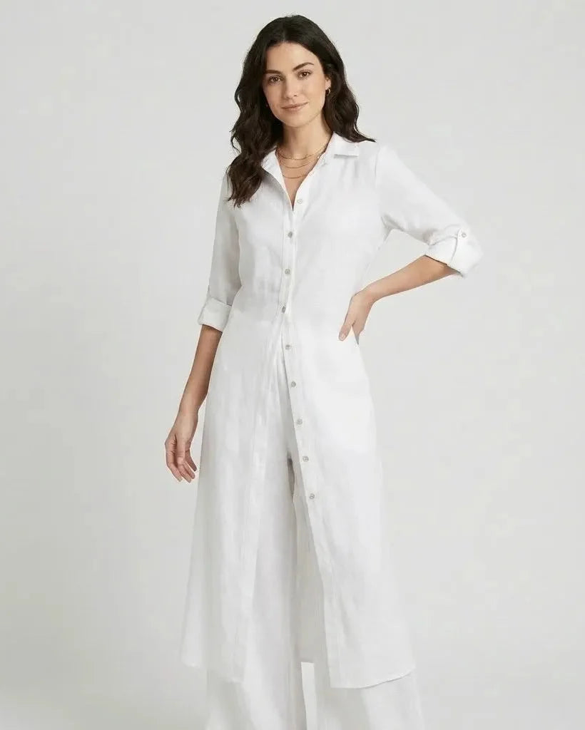 Ľubomíra | Long Shirt and Wide Trousers Two-Piece Ensemble