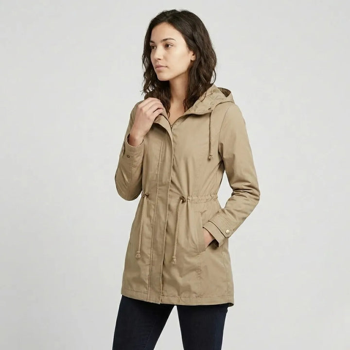 Fitted Hooded Long Parka in Technical Cotton